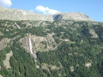 View of La Fare waterfall from Chalet du Verney